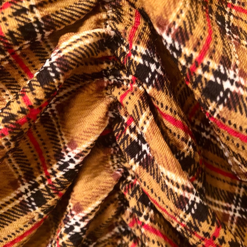 Absolutely Love It Dress Plaid Ruching Puffy Sleeves Sz. Juniors Large - Picture 2 of 8